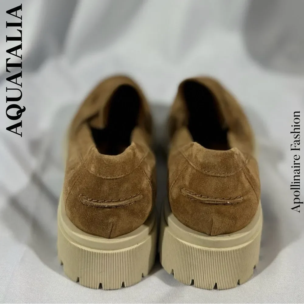 AQUATALIA ORINA PENNY LOAFERS IN TAN SIZE 11 NEW